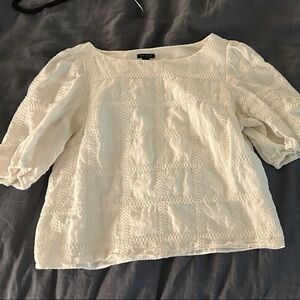 Ann Taylor Cream Textured Blouse Size M